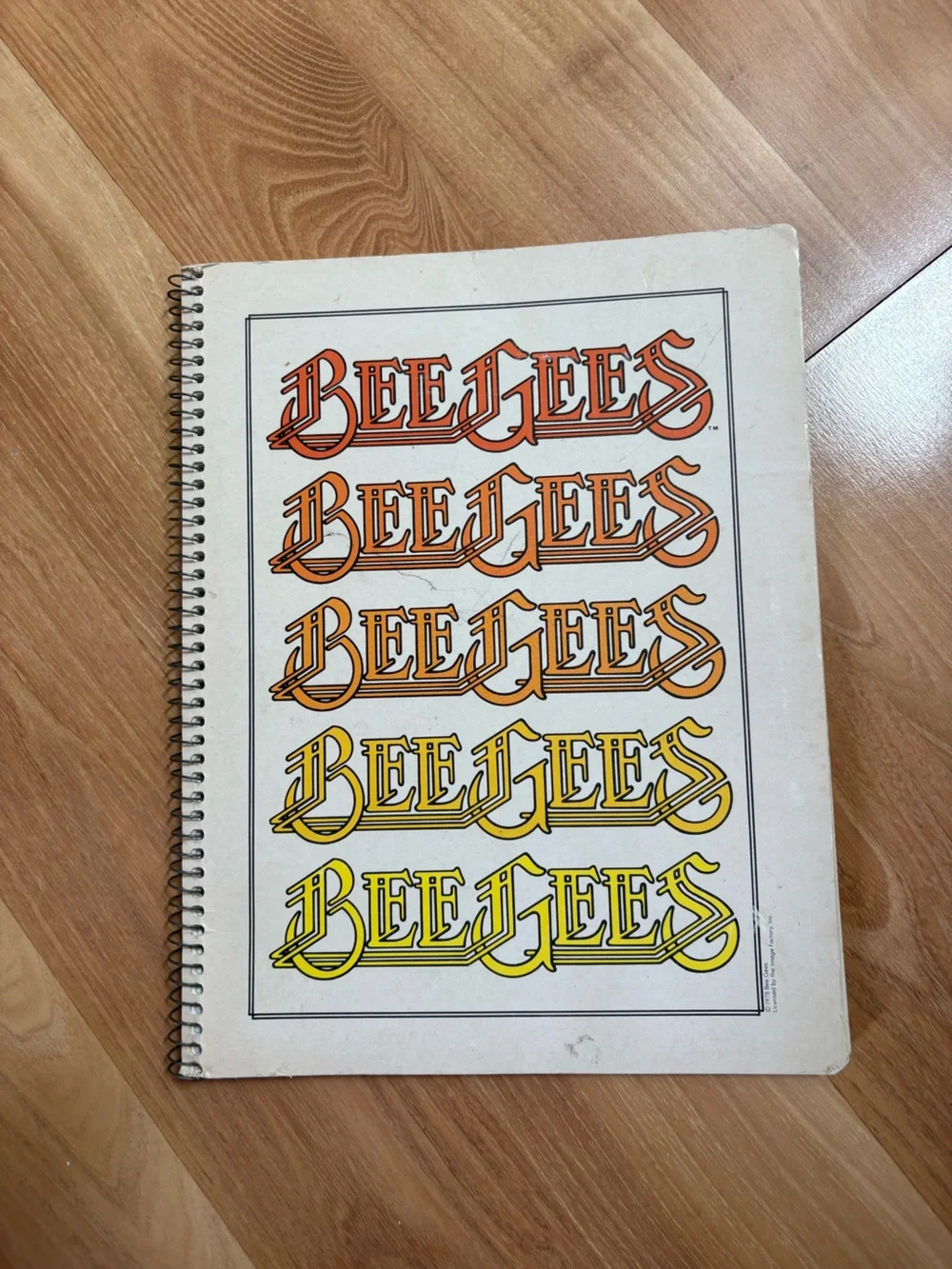Vintage 1978 Bee Gees spiral College Ruled Paper Notebook